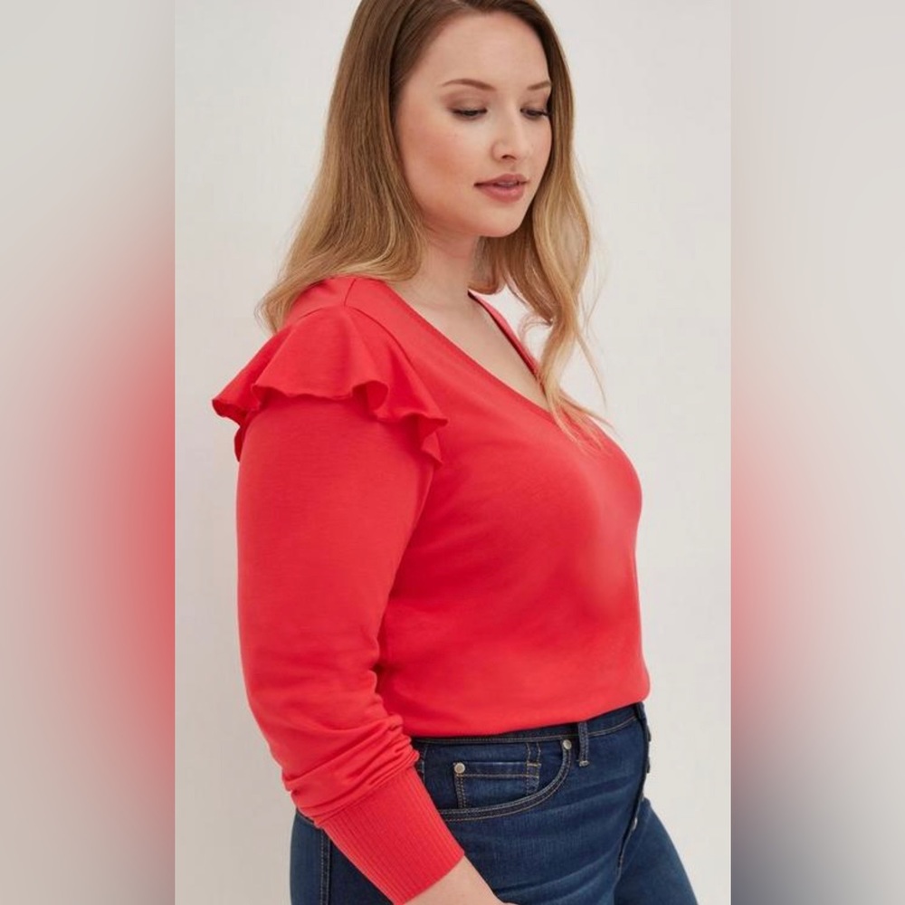 Torrid Ruffle Trim Sweatshirt - Lightweight French Terry - Picture 2 of 9